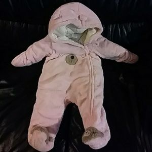 SOLDBaby pink bear theme snowsuit/bunting 6-9month